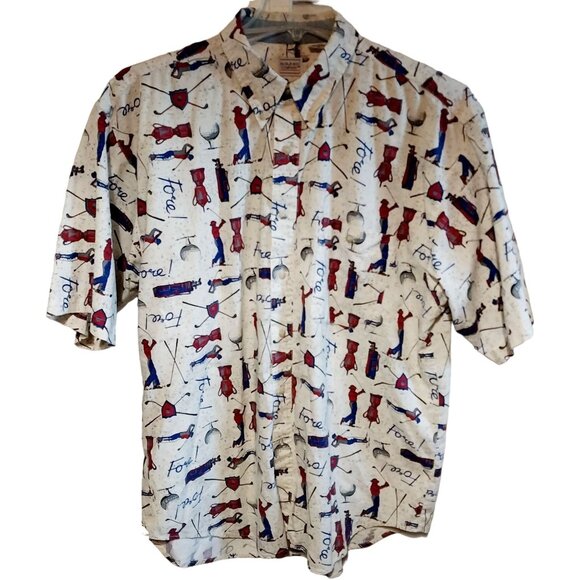 Bugle Boy Co. Mens XL Golf-Themed Button-Up Shirt - Picture 1 of 5